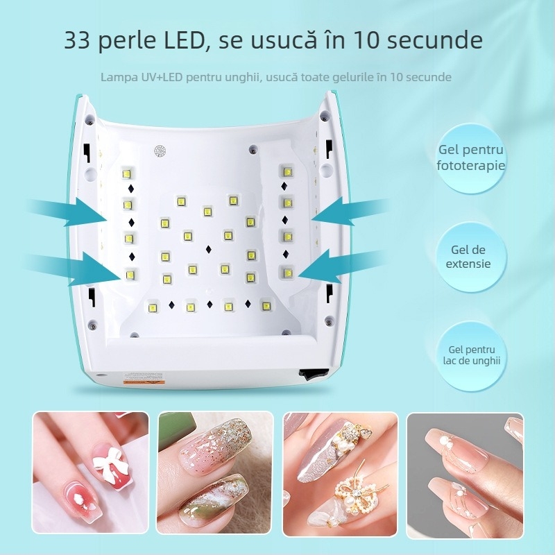 Lampă pentru unghii cu încărcare wireless, 66W, model S10, terapie cu lumină