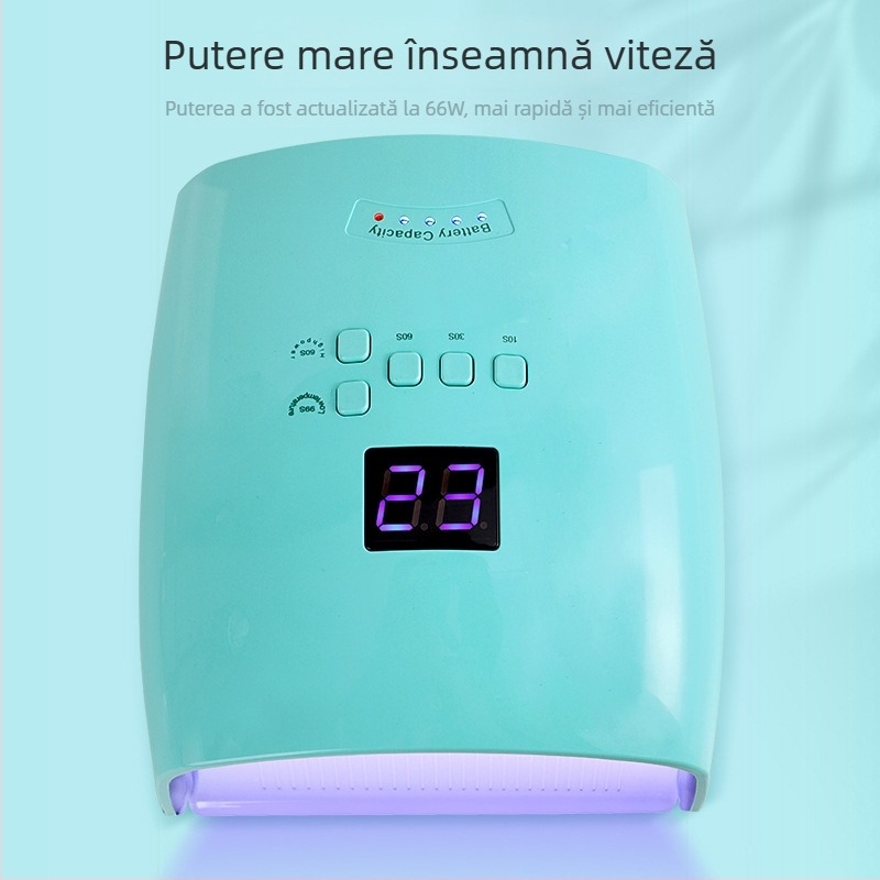 Lampă pentru unghii cu încărcare wireless, 66W, model S10, terapie cu lumină