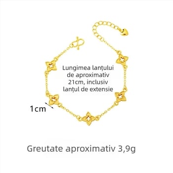 Brățară pentru femei cu stea cu patru vârfuri, cupru placat cu aur, electroplating, stil vintage, primăvara 2025