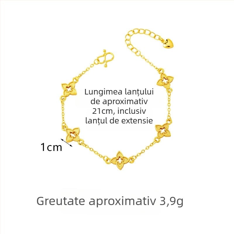 Brățară pentru femei cu stea cu patru vârfuri, cupru placat cu aur, electroplating, stil vintage, primăvara 2025