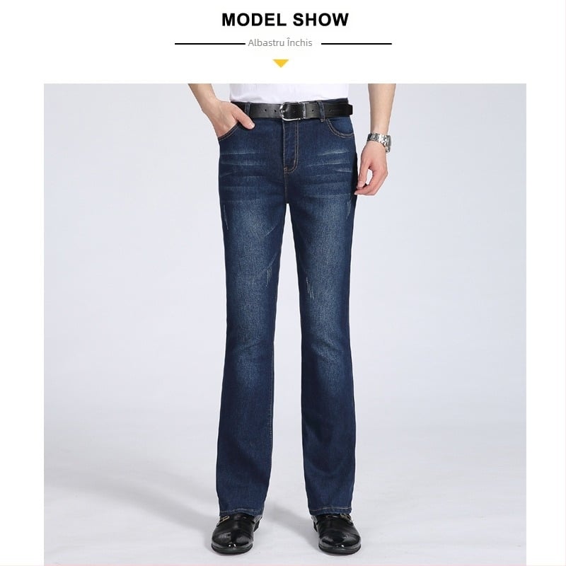 Jeans din denim cu micro-flare, croială slim cu elastitate, talie joasă, fermoar (Vara 2025)