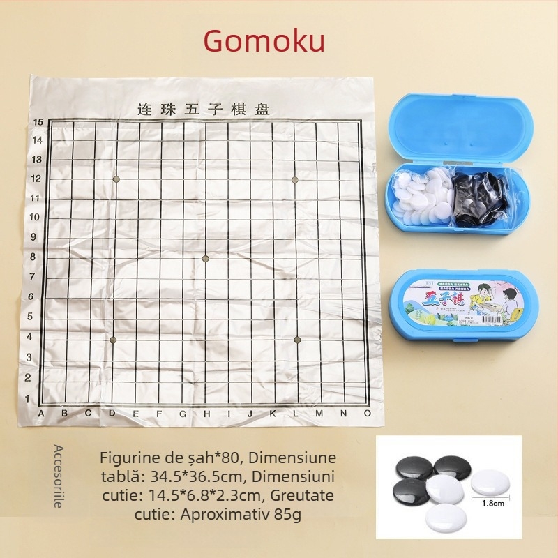 Set de jocuri multiple de șah, TNT.pluss: Gomoku, Flying Chess, Checkers, Jungle Chess; Material Plastic, Cutie color, Vârsta 15–35