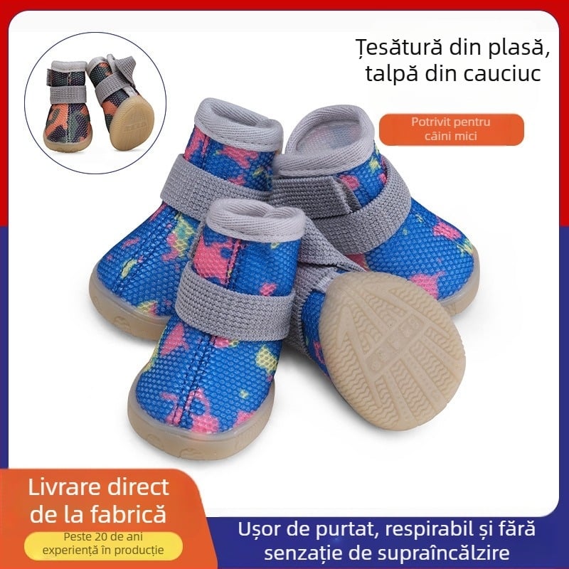 Pantofi pentru câini – Plasă respirabilă, Căptușeală din polar, Model camuflaj, Stil de relaxare, Pentru câini mici