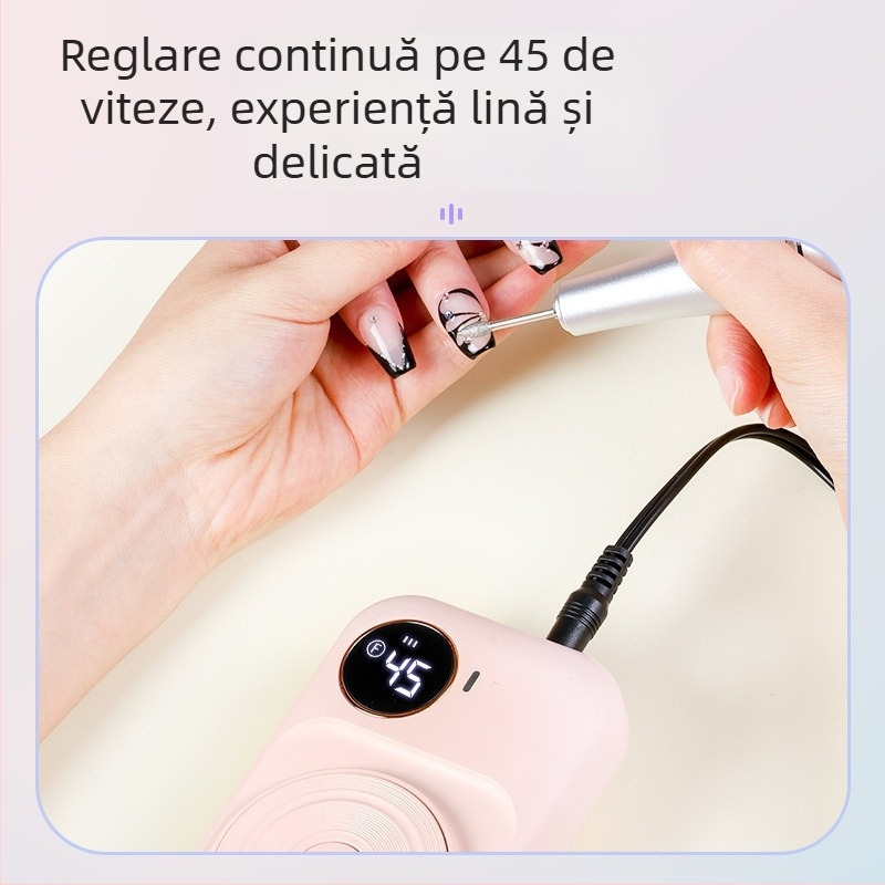 Mașină portabilă electrică pentru șlefuire și lustruire unghii, pentru manichiură profesională, model JF-607, 45000 rpm