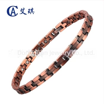 Brățară magnetică unisex din cupru, design geometric vintage, finisaj electroplacat