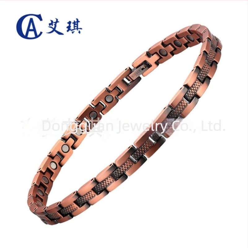 Brățară magnetică unisex din cupru, design geometric vintage, finisaj electroplacat