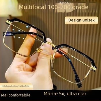 Ochelari inteligenți de citire cu zoom pentru distanță și aproape, reglare automată HD a dioptriilor, ochelari funcționali profesioniști, lentile din rășină, ramă din titan pur, ramă cu cadru complet