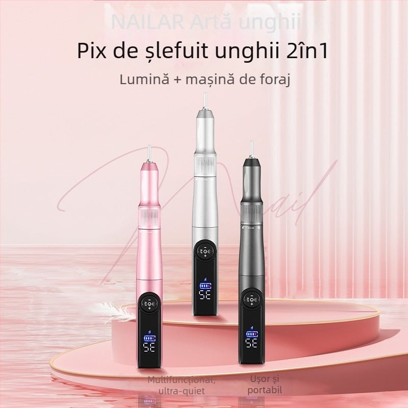 Grinder pentru unghii și lampă de uscare 2 în 1 — manual, portabil, oțel inoxidabil, 257 g, marcă che gel, etichetă privată licențiată