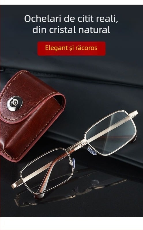 Ochelari de citit cu ramă completă, lentile anti-lumină albastră, ramă din PC și metal, potriviți pentru fața rotundă