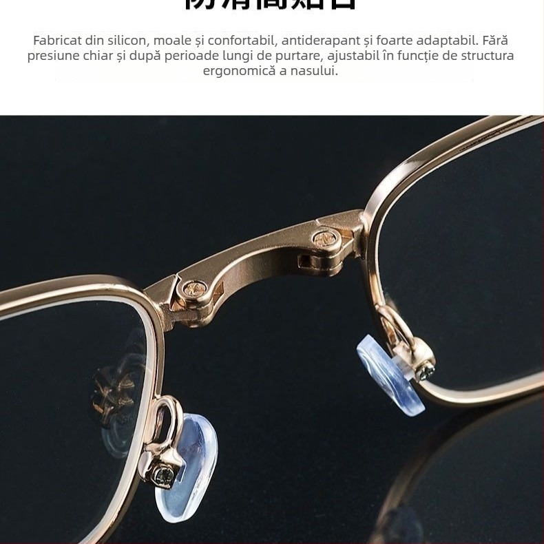 Ochelari de citit cu ramă completă, lentile anti-lumină albastră, ramă din PC și metal, potriviți pentru fața rotundă