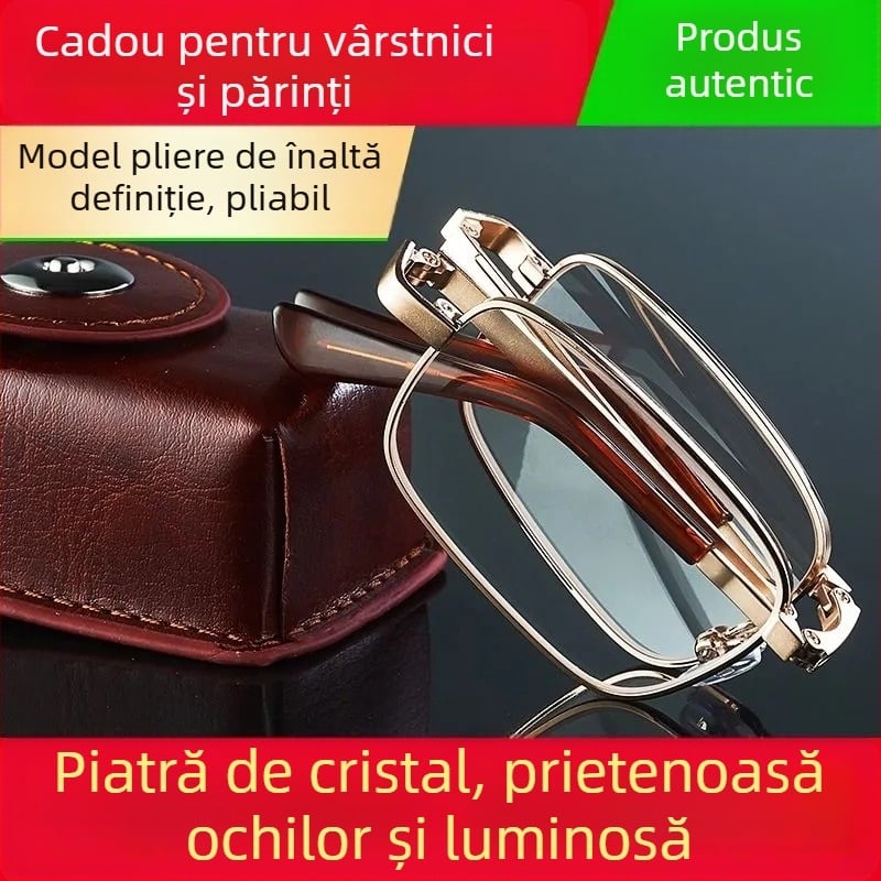 Ochelari de citit cu ramă completă, lentile anti-lumină albastră, ramă din PC și metal, potriviți pentru fața rotundă