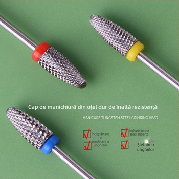 Cap de șlefuire pentru unghii din Tungsten Steel pentru manichiură profesională și îndepărtarea pielii moarte – duritate înaltă, rezistență la căldură și coroziune