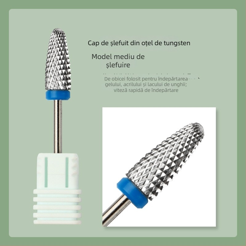 Cap de șlefuire pentru unghii din Tungsten Steel pentru manichiură profesională și îndepărtarea pielii moarte – duritate înaltă, rezistență la căldură și coroziune