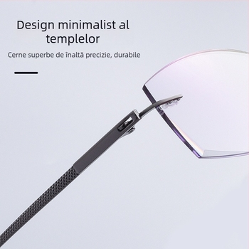 Ochelari presbiopici fără ramă pentru seniori – lentile acrilice, anti-lumină albastră, cadru din aliaj, design pătrat