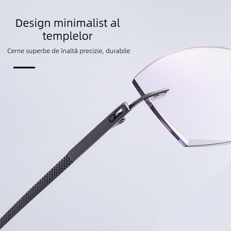 Ochelari presbiopici fără ramă pentru seniori – lentile acrilice, anti-lumină albastră, cadru din aliaj, design pătrat