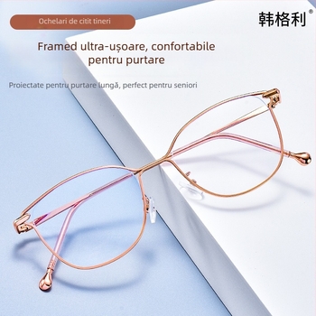 Ochelari de citit Hangley, ramă completă, aliaj aluminiu-magneziu, ramă ovală