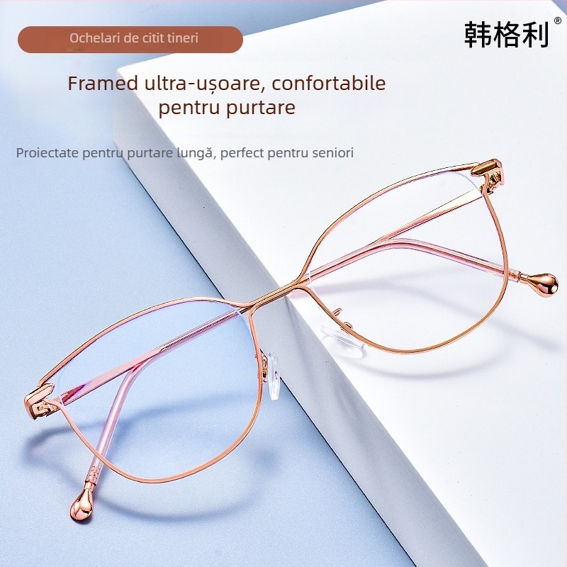Ochelari de citit Hangley, ramă completă, aliaj aluminiu-magneziu, ramă ovală