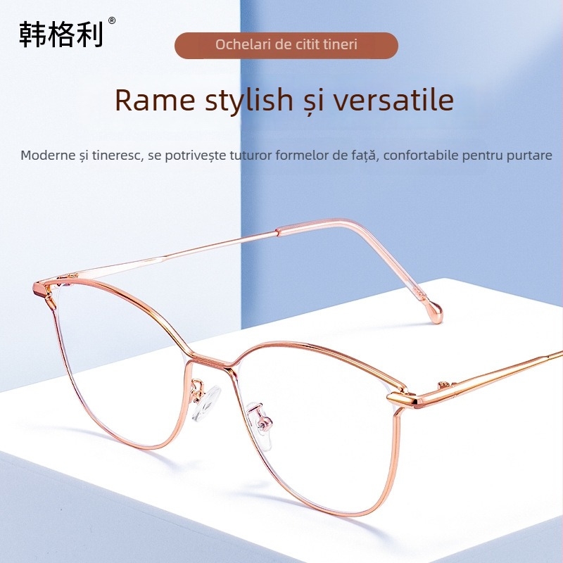 Ochelari de citit Hangley, ramă completă, aliaj aluminiu-magneziu, ramă ovală