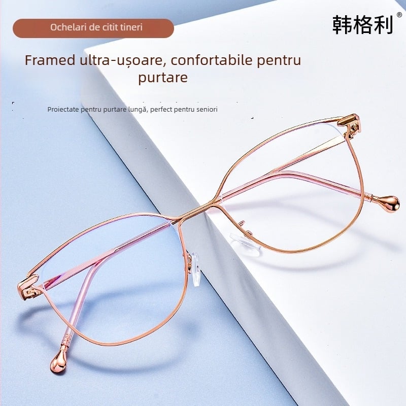 Ochelari de citit Hangley, ramă completă, aliaj aluminiu-magneziu, ramă ovală