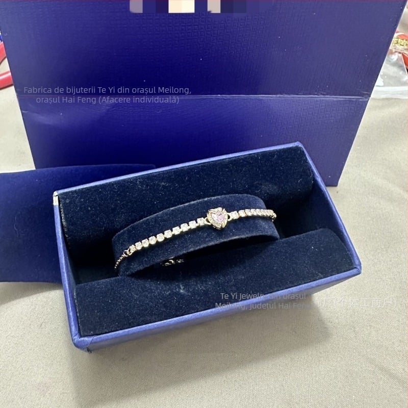 Brățară din aliaj, în formă de inimă, cu electroplacare, pentru femei