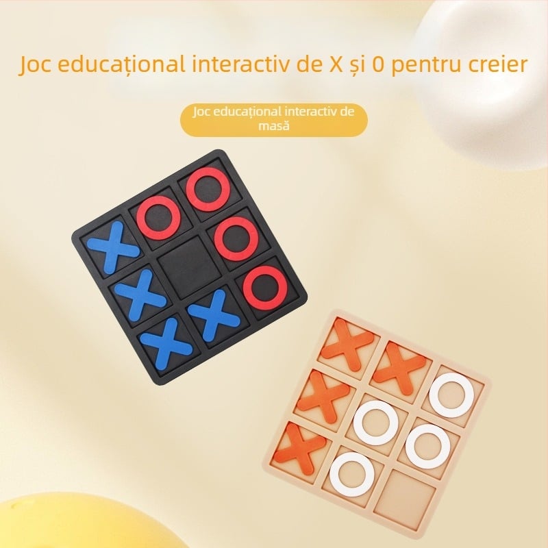 Joc educativ Tic-Tac-Toe pentru copii – plastic ecologic, jucărie educativă interactivă, turnare prin injecție care nu se decolorează, tablă nepliabilă, destinat copiilor 4–6 ani