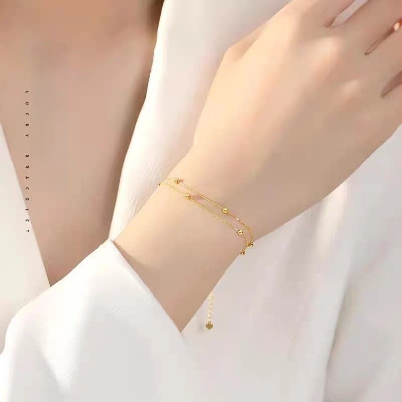 Brățară de damă din cupru, mărgele geometrice, placare electroplatină, stil natural