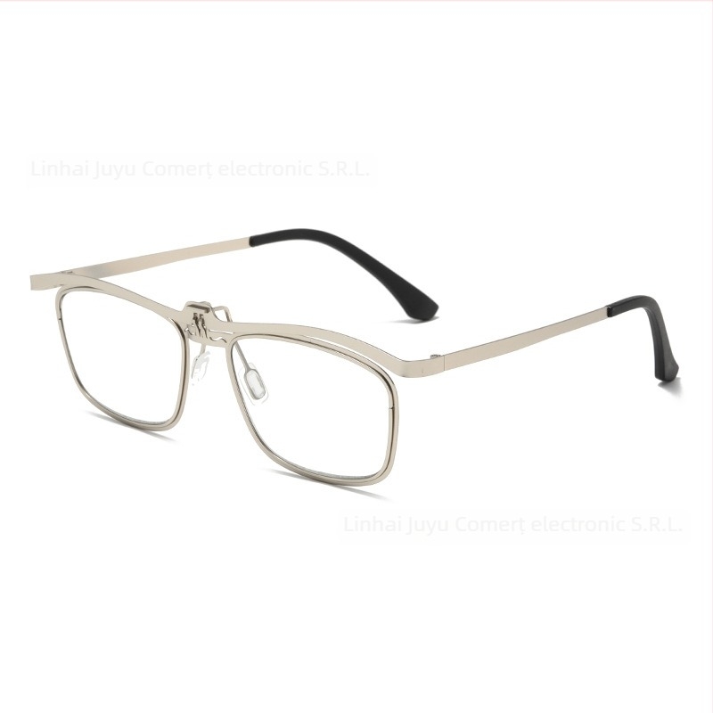 Ochelari de citit cu capac rabatabil, ramă metalică pătrată, lentile din rășină, protecție UV și anti-lumină albastră, pentru vedere de aproape și departe, adulți, primăvara 2025