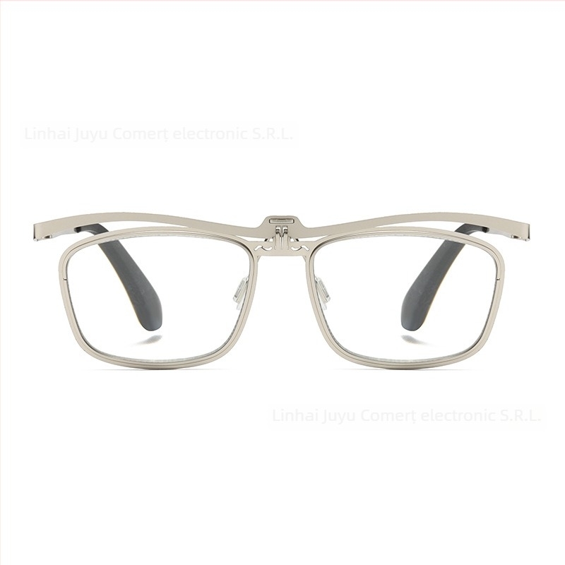 Ochelari de citit cu capac rabatabil, ramă metalică pătrată, lentile din rășină, protecție UV și anti-lumină albastră, pentru vedere de aproape și departe, adulți, primăvara 2025
