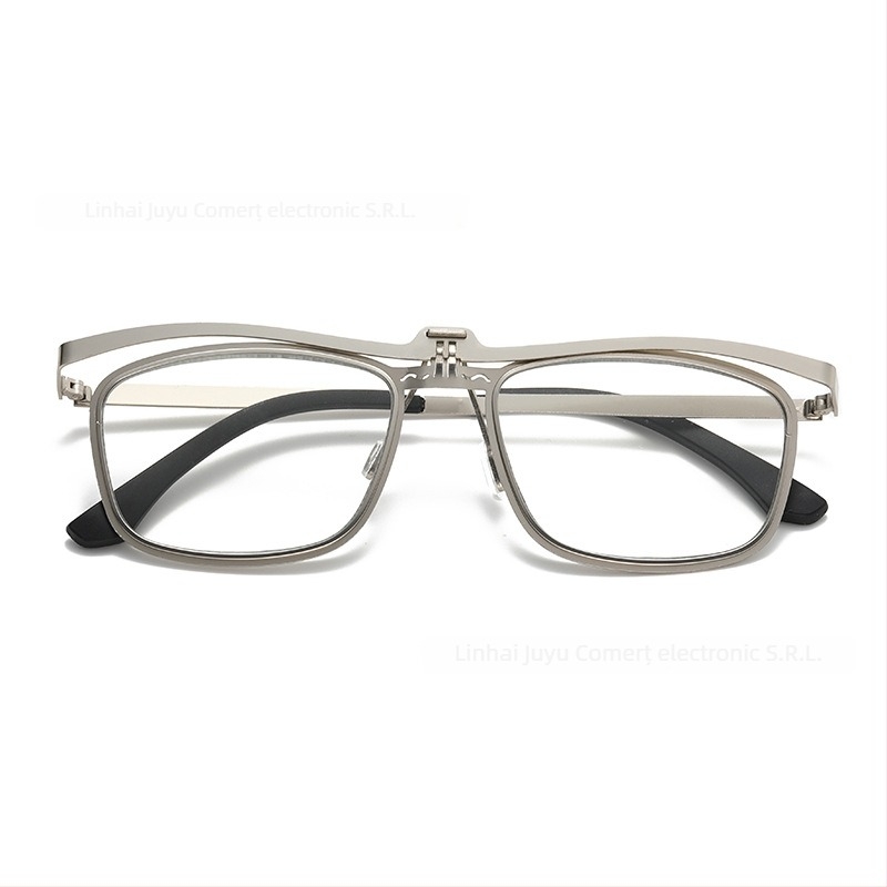 Ochelari de citit cu capac rabatabil, ramă metalică pătrată, lentile din rășină, protecție UV și anti-lumină albastră, pentru vedere de aproape și departe, adulți, primăvara 2025