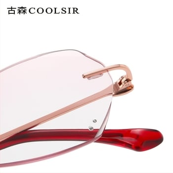 Ochelari de citit fără ramă, cu lentile gradient încrustate cu diamante, modelul 9024, stil vintage-literar retro pentru vârstnici