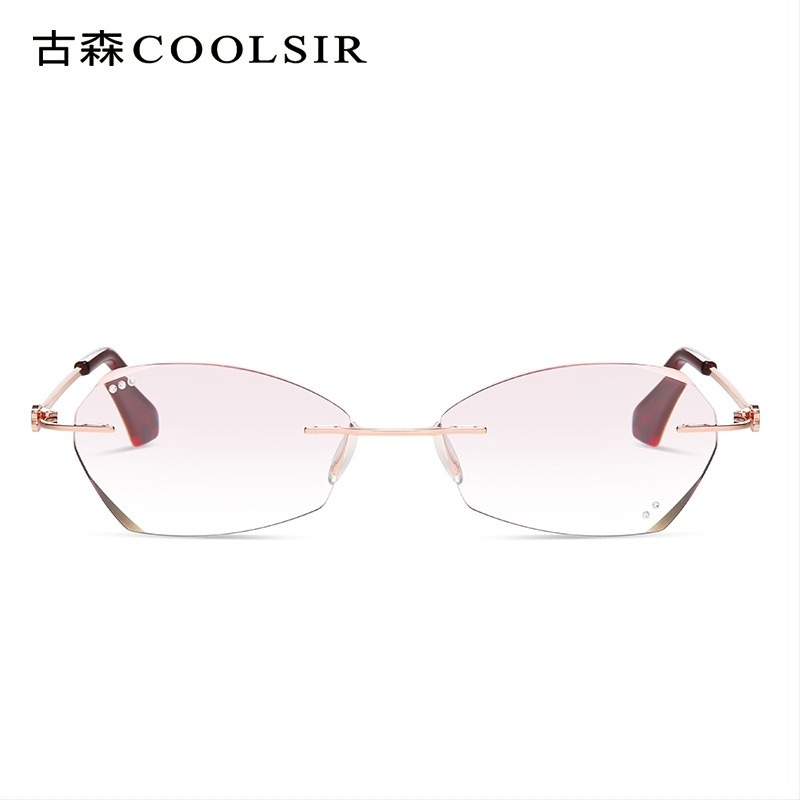 Ochelari de citit fără ramă, cu lentile gradient încrustate cu diamante, modelul 9024, stil vintage-literar retro pentru vârstnici