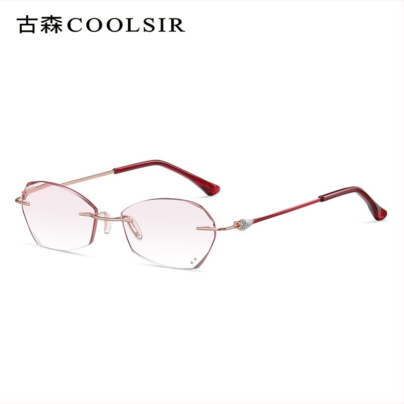 Ochelari de citit fără ramă, cu lentile gradient încrustate cu diamante, modelul 9024, stil vintage-literar retro pentru vârstnici