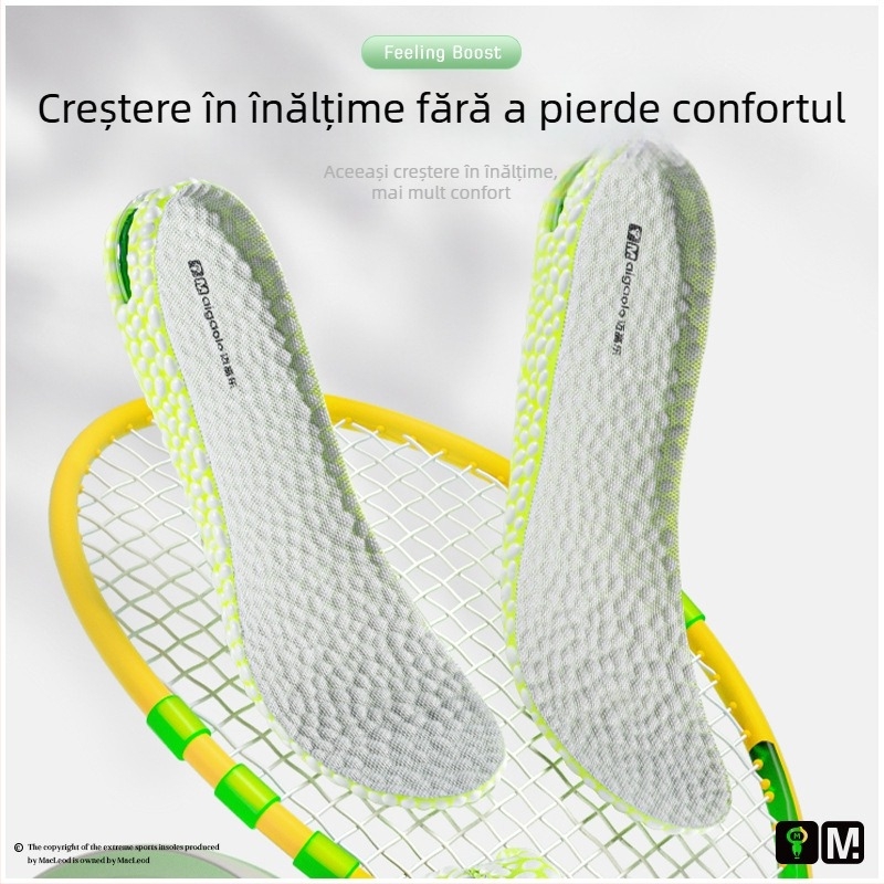 Insoles unisex cu înălțare — pernă de aer popcorn, talpă întreagă, potrivite pentru adidași, pantofi din piele, botine