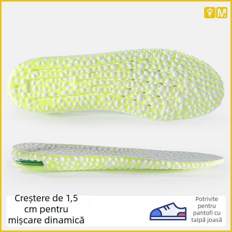 Insoles unisex cu înălțare — pernă de aer popcorn, talpă întreagă, potrivite pentru adidași, pantofi din piele, botine