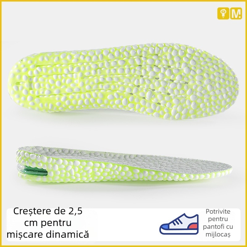 Insoles unisex cu înălțare — pernă de aer popcorn, talpă întreagă, potrivite pentru adidași, pantofi din piele, botine
