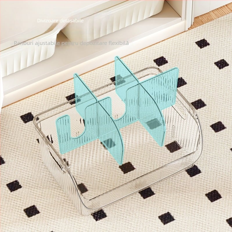 Cutie de depozitare pentru pantofi cu compartimente, stivuibilă, din PET plastic, capacitate 1 L, dimensiune mare