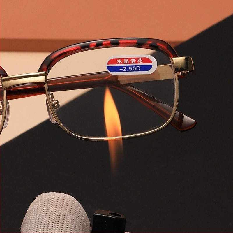 Ochelari de citit cu lentile din sticlă, lentile asferice, ramă metalică completă