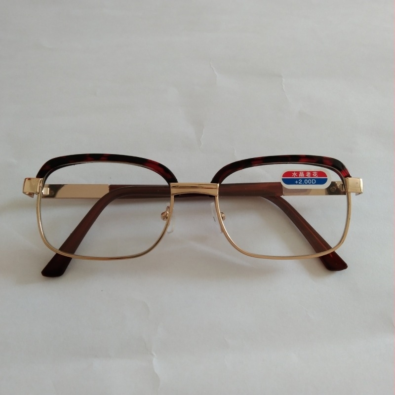 Ochelari de citit cu lentile din sticlă, lentile asferice, ramă metalică completă