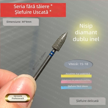 Cap de frezare pentru tratament prealabil al unghiilor - stil japonez pentru îndepărtarea cuticulei, cap cu formă de glonț în stil rus, metal, 7 g