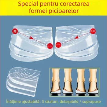 Corector pentru picioare Xo-Type cu tălpi pentru călcâi (față/spate), silicon, talpă de creștere a înălțimii, pentru pantofi sport, casual și din țesătură