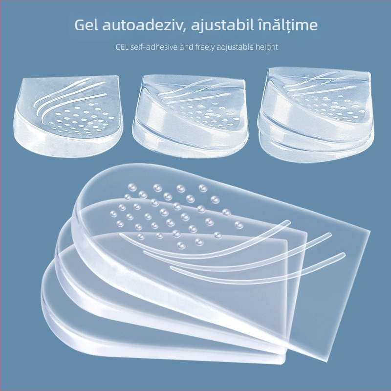 Corector pentru picioare Xo-Type cu tălpi pentru călcâi (față/spate), silicon, talpă de creștere a înălțimii, pentru pantofi sport, casual și din țesătură