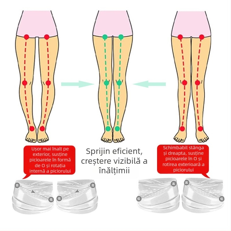 Corector pentru picioare Xo-Type cu tălpi pentru călcâi (față/spate), silicon, talpă de creștere a înălțimii, pentru pantofi sport, casual și din țesătură