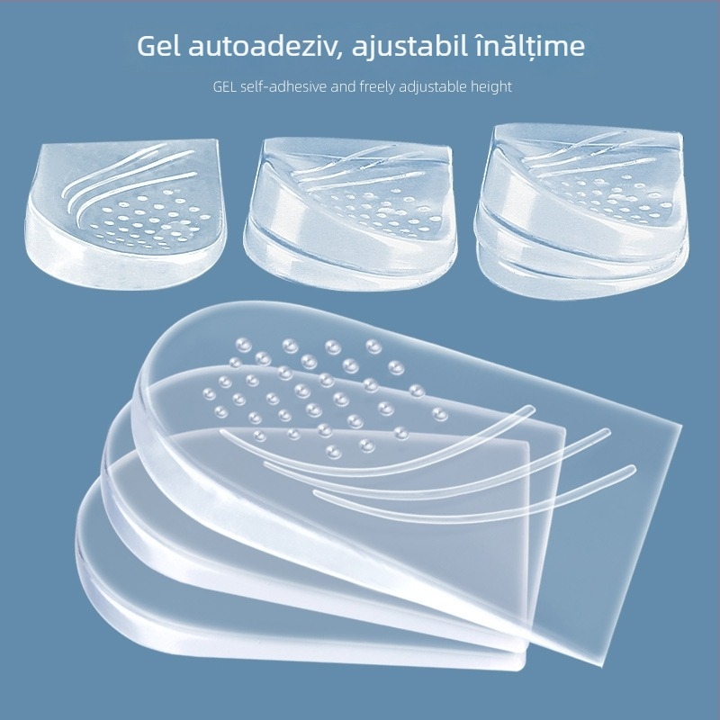 Corector pentru picioare Xo-Type cu tălpi pentru călcâi (față/spate), silicon, talpă de creștere a înălțimii, pentru pantofi sport, casual și din țesătură