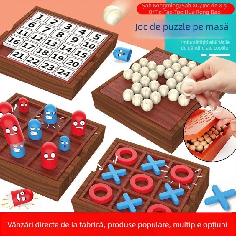 Puzzle Kongming Huarong pentru copii — Joc de masă din plastic Boni, dezvoltă gândirea logică și coordonarea mână-ochi