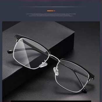 Ochelari de lectură fără ramă, din aliaj de titan, lentile de cristal, stil pătrat, HD ultra-ușor pentru adulți