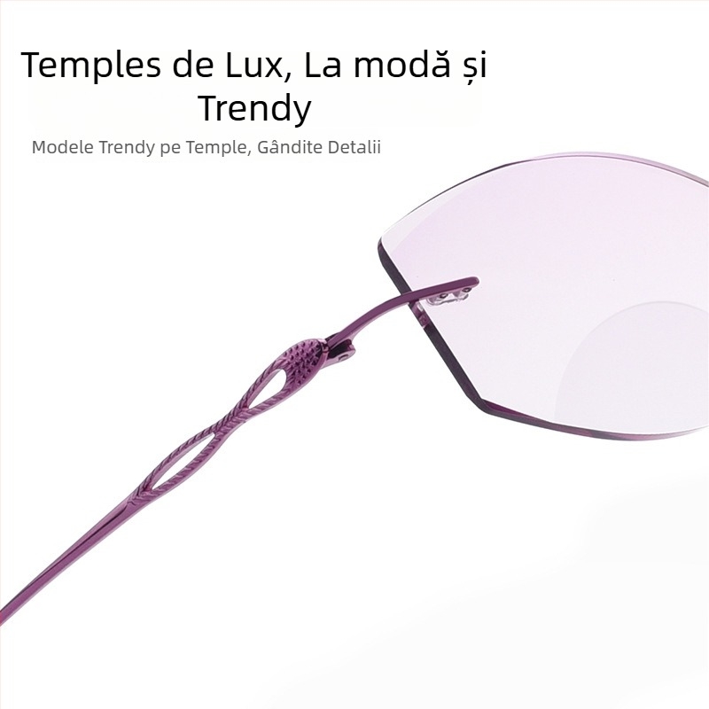 Ochelari de lectura fără ramă, lentile progresive pentru distanță și aproape, lentile din acril, protecție UV și anti-lumină albastră