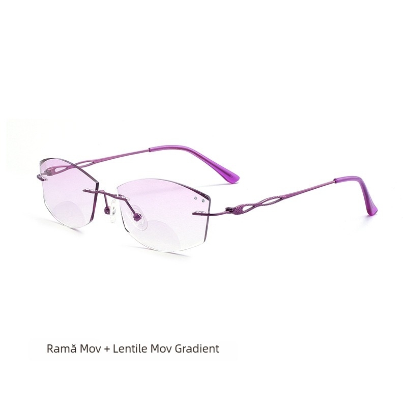 Ochelari de lectura fără ramă, lentile progresive pentru distanță și aproape, lentile din acril, protecție UV și anti-lumină albastră