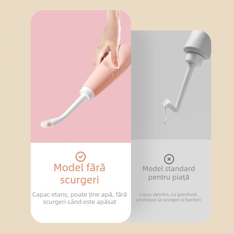 Irigator vaginal – dispozitiv de igienă perineală; Materiale: TPE/PP; Mod de utilizare: Strângeți; Origine: Zhejiang; Metodă de fabricație: Blow molding
