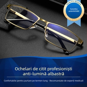 Ochelari de citit cu protecție împotriva luminii albastre, lentile din rășină, modelul 8805, ramă din metal