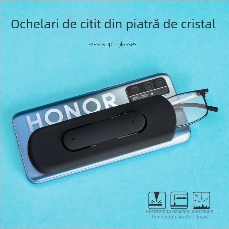 Ochelari de citit cu ramă din titan de aviație, lentile din cristal, cadru complet, construcție din aliaj aluminiu-magneziu